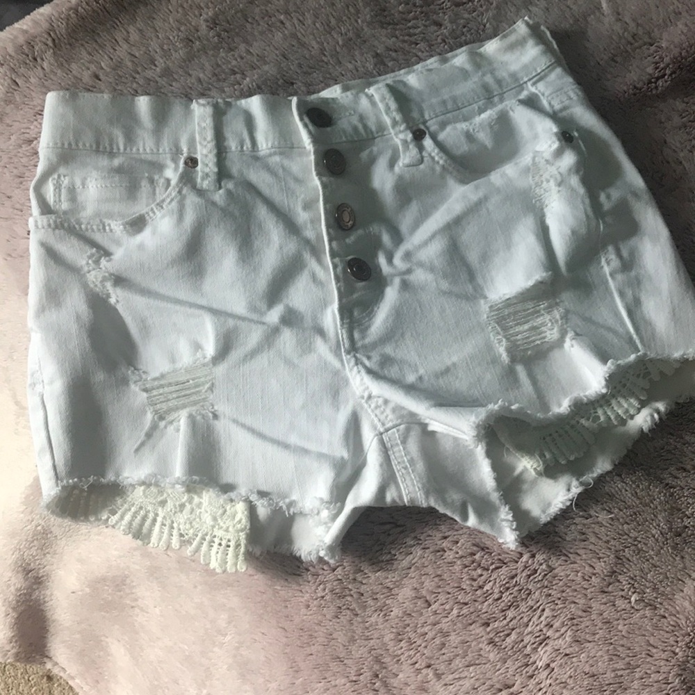 High rise white shorts!